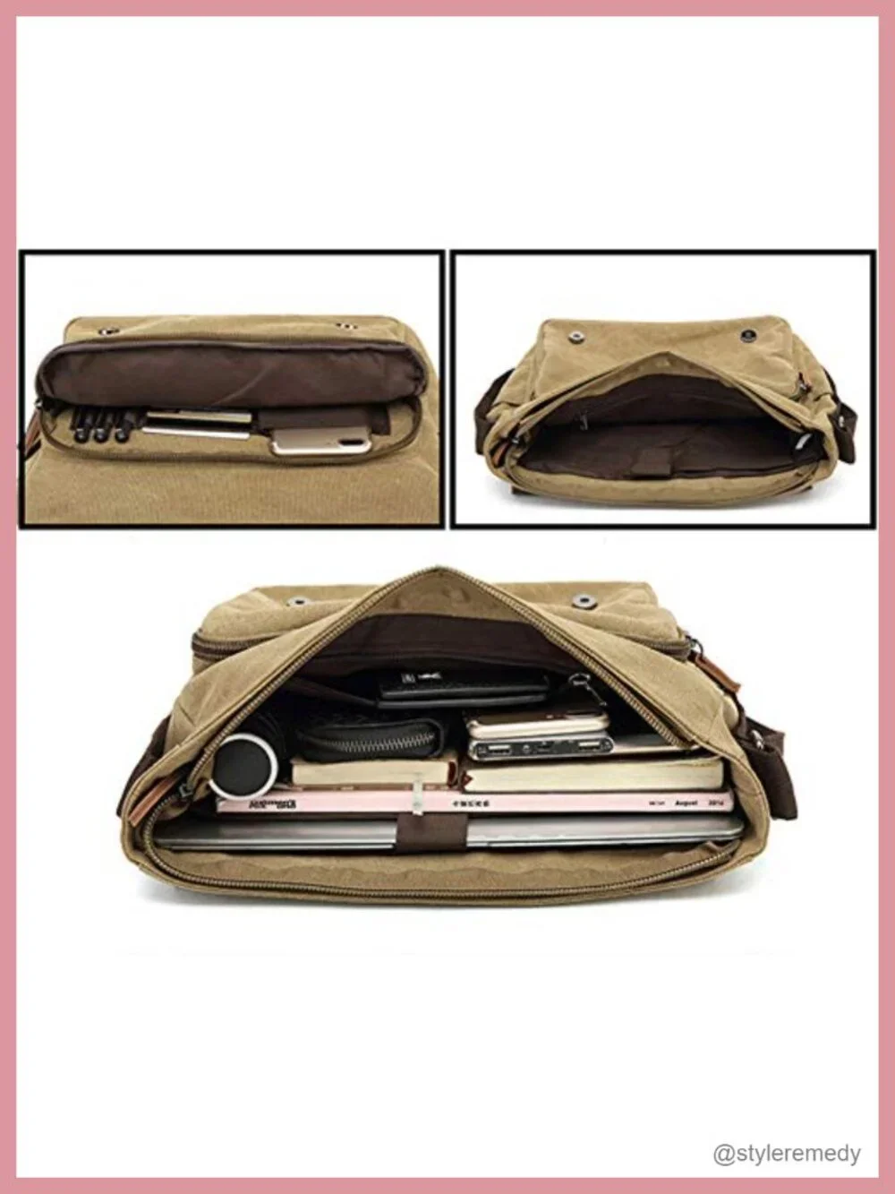 Canvas Messenger Bag Vintage Shoulder Crossbody 15.6inch Laptop Travel